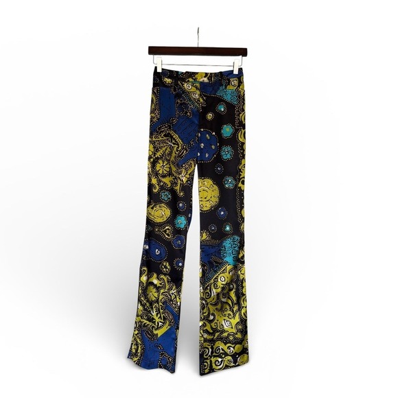 VTG 90s Moschino Psychedelic Print Satin Pants Jeans Made in Italy Size 30 - Picture 2 of 9
